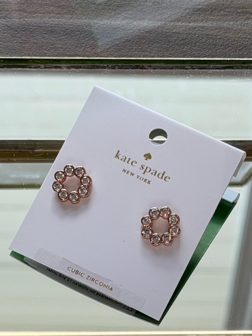 Kate Spade Full Circle Studs with Round CZ Stones Set In Rose Gold